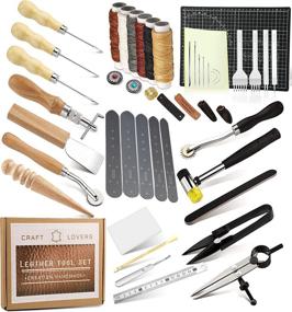 img 4 attached to 🧵 Complete Leather Working Tools and Supplies Craft Kits for DIY Sewing - Perfect Leather Starter Kit with Prong Punch, Awl, Templates, Wax Ropes, and More!