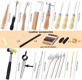 img 3 attached to 🧵 Complete Leather Working Tools and Supplies Craft Kits for DIY Sewing - Perfect Leather Starter Kit with Prong Punch, Awl, Templates, Wax Ropes, and More!