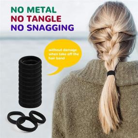 img 2 attached to 💇 IKOCO 50Pcs Black Hair Ties for Women & Men - Cotton Seamless Fabric, No Crease Damage, Ponytail Holder