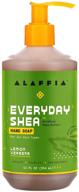 🍋 жидкое мыло для рук alaffia everyday shea - очищает, увлажняет и освежает руки с использованием экологически чистого масла ши справедливой торговли. без жестокости, без парабенов, без сульфатов, веганское, с ароматом лимонного вербены - 12 жидк. унции. логотип