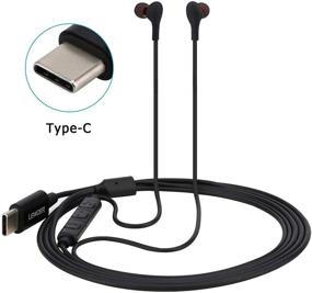 img 3 attached to 🎧 Черные наушники USB C - наушники Type C с шумоподавлением, микрофоном, регулировкой громкости - спортивные наушники с глубоким басом для Google Pixel 2/3/XL, Xiaomi и других устройств