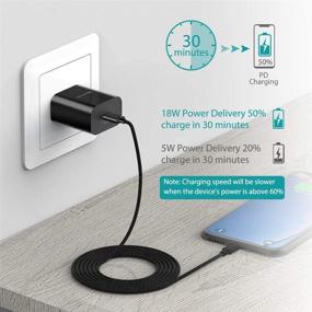 img 2 attached to 🔌 High-Speed iPhone Fast Charger - MFi Certified 18W Type C Power Adapter Wall Plug | 6ft C to Lightning Cable | Quick Charge Sync Cord | Compatible with iPhone 12 SE 11 Pro MAX X XS XR 8 AirPods Pro iPad Black