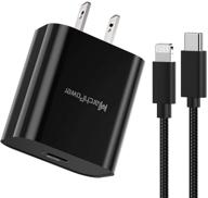 🔌 high-speed iphone fast charger - mfi certified 18w type c power adapter wall plug | 6ft c to lightning cable | quick charge sync cord | compatible with iphone 12 se 11 pro max x xs xr 8 airpods pro ipad black logo