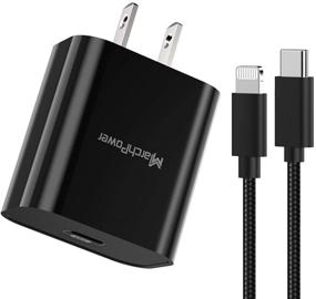 img 4 attached to 🔌 High-Speed iPhone Fast Charger - MFi Certified 18W Type C Power Adapter Wall Plug | 6ft C to Lightning Cable | Quick Charge Sync Cord | Compatible with iPhone 12 SE 11 Pro MAX X XS XR 8 AirPods Pro iPad Black