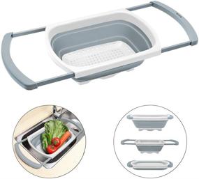 img 3 attached to 🥦 Qimh Collapsible Colander - Extendable Handles and Folding Silicone Kitchen Strainers for Veggies, Fruit, Pasta - Over the Sink 6-Quart Strainer, BPA Free