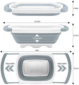 img 2 attached to 🥦 Qimh Collapsible Colander - Extendable Handles and Folding Silicone Kitchen Strainers for Veggies, Fruit, Pasta - Over the Sink 6-Quart Strainer, BPA Free