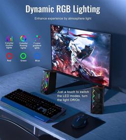 img 3 attached to NJSJ Dynamic RGB Desktop Speakers: Bluetooth 5.0, 6-Mode LED, Stereo USB Gaming PC Speakers