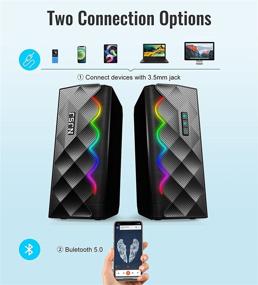 img 1 attached to NJSJ Dynamic RGB Desktop Speakers: Bluetooth 5.0, 6-Mode LED, Stereo USB Gaming PC Speakers