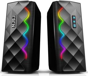 img 4 attached to NJSJ Dynamic RGB Desktop Speakers: Bluetooth 5.0, 6-Mode LED, Stereo USB Gaming PC Speakers
