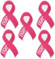 🎀 breast cancer awareness iron on patches: 5cmx8.1cm 12pcs - fight pink ribbon embroidered appliques for needlecraft & sewing logo