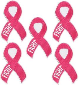 img 2 attached to 🎀 Breast Cancer Awareness Iron On Patches: 5cmx8.1cm 12pcs - Fight Pink Ribbon Embroidered Appliques for Needlecraft & Sewing