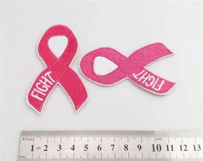 img 1 attached to 🎀 Breast Cancer Awareness Iron On Patches: 5cmx8.1cm 12pcs - Fight Pink Ribbon Embroidered Appliques for Needlecraft & Sewing