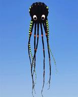 🪁 apz sky visitor 3d-26ft: ultra large and fun octopus foil kite with handle and line, ideal for beach park outdoor fun (black) логотип