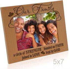 img 2 attached to 👨 Our Family - A Strong Circle Founded on Faith, United in Love, Blessed by God Engraved Natural Wood Picture Frame, Perfect for Family Gifts, Housewarming, Religious and Spiritual occasions, Wedding Gifts (5x7-Horizontal)