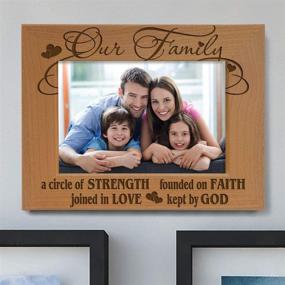 img 1 attached to 👨 Our Family - A Strong Circle Founded on Faith, United in Love, Blessed by God Engraved Natural Wood Picture Frame, Perfect for Family Gifts, Housewarming, Religious and Spiritual occasions, Wedding Gifts (5x7-Horizontal)