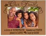 👨 our family - a strong circle founded on faith, united in love, blessed by god engraved natural wood picture frame, perfect for family gifts, housewarming, religious and spiritual occasions, wedding gifts (5x7-horizontal) логотип