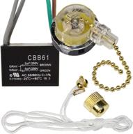 hqrp ul listed ceiling fan capacitor cbb61 5uf+5uf 4-wire + 3-speed fan switch kit логотип