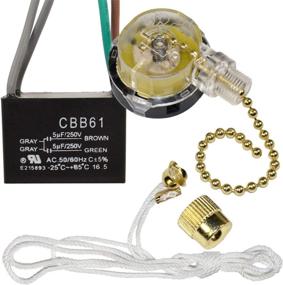 img 4 attached to HQRP UL Listed Ceiling Fan Capacitor CBB61 5uf+5uf 4-Wire + 3-Speed Fan Switch Kit