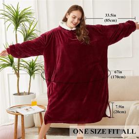 img 2 attached to Wine Red LetsFunny Oversized Blanket Sweatshirt: Cozy Sherpa Wearable with Pocket for Adult Women Men Teens - Super Warm Hooded Blanket, One Size Fits All