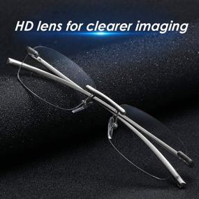 img 2 attached to 👓 Enhance Your Reading Experience with LUFF Frameless New Retro Metal Spring Hinge HD Computer Glasses