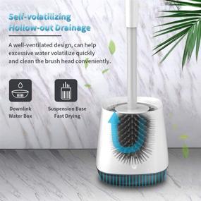 img 2 attached to 🚽 2 Pack White Toilet Bowl Cleaning Brush Set with TPR Soft Bristles and Floor Standing Holder for Bathroom Storage and Organization by POPTEN - Deep-Cleaning Solution