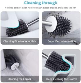 img 3 attached to 🚽 2 Pack White Toilet Bowl Cleaning Brush Set with TPR Soft Bristles and Floor Standing Holder for Bathroom Storage and Organization by POPTEN - Deep-Cleaning Solution