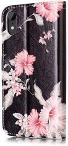 img 1 attached to JanCalm iPhone XR Case - Floral Pattern PU Leather Wallet Cover with Card/Cash Slots, Stand and Crystal Pen - Compatible with iPhone XR (Black/Flower)