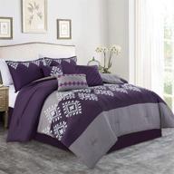 merry home bedding comforter sets - bed in a bag queen size purple and gray comforter set, 7-piece comforter set for all seasons, soft and comfortable (400gsm, queen) logo