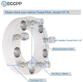img 3 attached to 🚗 Улучшите производительность вашего автомобиля с помощью проставок для колес ECCPP 2 шт. 5 отверстий: 1.5 дюйма 5x5.5 до 5x5.5, 5x139.7 мм до 5x139.7 мм - Идеально подходит для Ford F100, F150, E100 Econoline, Jeep CJ5 CJ6 CJ7, Dodge Ram 1500 (болты 1/2 дюйма).