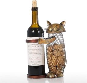 img 4 attached to 🍷 Metal Wine Barrel Cat Cork Holder: Stylish Cork Storage Cage for Table, Container Ornament