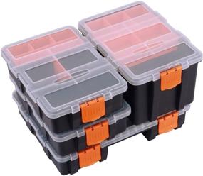 img 4 attached to MIXPOWER 4 Piece Set Toolbox: Efficient Hardware 🧰 & Parts Organization, Customizable Dividers, Durable Storage Solution in Black/Orange