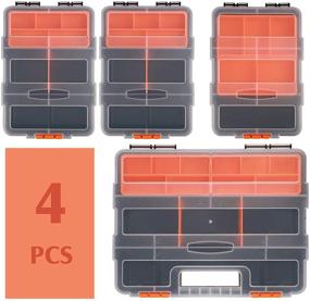 img 3 attached to Набор из 4 предметов MIXPOWER: эффективная организация крепежных изделий и деталей, настраиваемые перегородки, прочное решение для хранения в черно-оранжевом цвете.