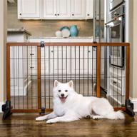🐾 enhanced carlson extra tall 70-inch wide adjustable freestanding pet gate – premium wood for secure pet containment (model 2870 ds) logo