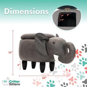 img 2 attached to 🐘 Dark Gray Faux Leather Animal Elephant Ottoman with Durable Legs - 15" Seat Height - Nursery, Bedroom, Playroom, and Living Room Storage Décor - CRITTER SITTERS