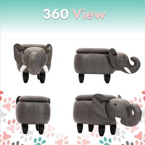 img 1 attached to 🐘 Dark Gray Faux Leather Animal Elephant Ottoman with Durable Legs - 15" Seat Height - Nursery, Bedroom, Playroom, and Living Room Storage Décor - CRITTER SITTERS