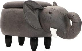 img 4 attached to 🐘 Dark Gray Faux Leather Animal Elephant Ottoman with Durable Legs - 15" Seat Height - Nursery, Bedroom, Playroom, and Living Room Storage Décor - CRITTER SITTERS