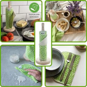 img 1 attached to Revolutionary Reusable Paper Towels: 10 Paperless Towels on a Holder, 🌱 Kitchen Essential with Cloth-like Feel, Organic Cotton Napkin, Washable & Zero Waste Alternative