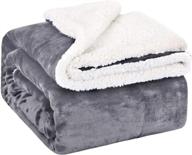 🛏️ emme sherpa fleece reversible throw blanket - ultra soft cozy microfiber plush blanket for bed, couch, sofa, outdoor travel - grey, 50"x60 logo