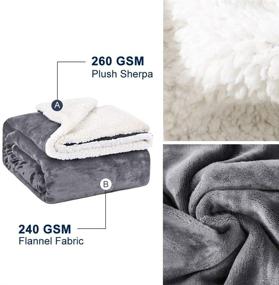 img 1 attached to 🛏️ EMME Sherpa Fleece Reversible Throw Blanket - Ultra Soft Cozy Microfiber Plush Blanket for Bed, Couch, Sofa, Outdoor Travel - Grey, 50"x60