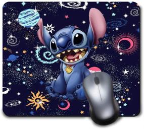 img 1 attached to Мышь-подушка Alien Galaxy Blue Planet Earth Lilo Stitch: нескользящий резиновый коврик для игр и подарков - милый, смешной и вдохновленный Диснеем.