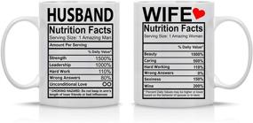 img 4 attached to Husband And Wife Nutrition Facts - 11oz Ceramic Coffee Mug Sets - Funny 👫 Anniversary Cups - Couple Gifts For Him And Her - Wedding Engagement Presents By CBT Mugs