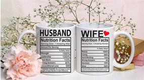 img 2 attached to Husband And Wife Nutrition Facts - 11oz Ceramic Coffee Mug Sets - Funny 👫 Anniversary Cups - Couple Gifts For Him And Her - Wedding Engagement Presents By CBT Mugs