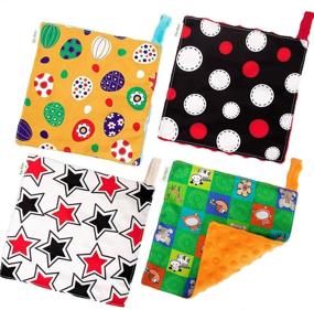 img 4 attached to 🚼 teytoy First Baby Crinkle Toy - Soft High Contrast Montessori Square Sensory Toys for Toddlers, Infants, and Kids - Ideal for Baby Shower - Pack of 4