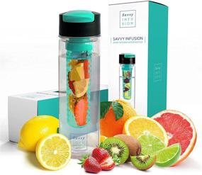 img 3 attached to Savvy Infusion Flip Top Fruit Infuser Water Bottle - Perfect Leak Proof Lid for Outdoor Activities - Dishwasher Safe Tritan Shatter Proof Plastic - Ideal Women's Gift - 24 Ounces Teal