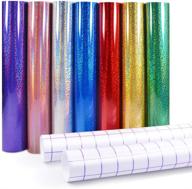 🌈 holographic glitter adhesive vinyl sheets – 12"x12" craft vinyl sheets for all cutting machines – 7 assorted colors – includes 2 transfer layers logo