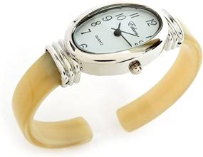 img 1 attached to Silver Ivory Acrylic Womens Bangle