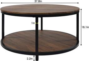 img 3 attached to 🪑 NSdirect 36” Round Coffee Table: Rustic Wooden Top, Sturdy Metal Legs, Modern Design with Storage Shelf