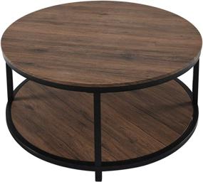 img 2 attached to 🪑 NSdirect 36” Round Coffee Table: Rustic Wooden Top, Sturdy Metal Legs, Modern Design with Storage Shelf