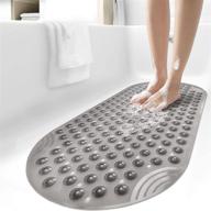 🛁 dexi non-slip bathtub mat 16"x35", clear gray - washable shower floor mats with suction cups for bathroom safety logo