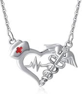 👩 nurse necklace with caduceus heart: perfect gift for female nurses, doctors, medical students, rn graduation, and girls in nursing profession logo